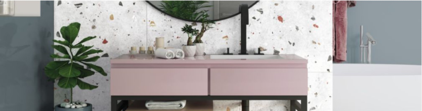 image intérieur de salle de bain avec meuble et baignoire