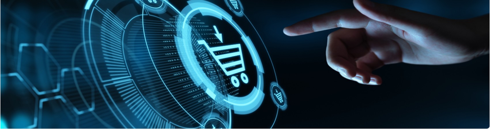 Main qui avance vers un bouton digital de mise au panier