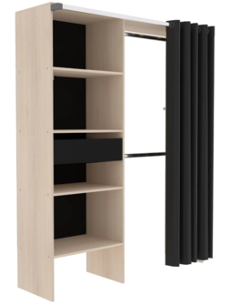 DRESSING ACACIA / NOIR + RIDEAU INCLUS L143,5xH182xP48cm