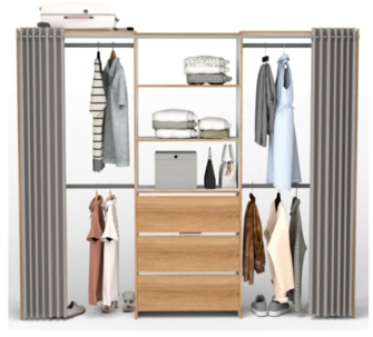 DRESSING A RIDEAU EXTENSIBLE BLANC L.163/235xH.204CM