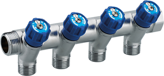 COLLECTEUR A ROBINET INTEGRE BLEU MF 3/4 4 DEPARTS M 1/2