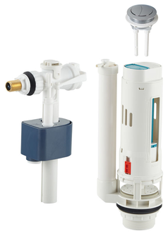 ENSEMBLE ROBINET FLOTTEUR LATERAL + MECANISME BOUTON DOUBLE CHASSE