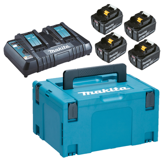 #MAKITA PACK ENERGIE BL1850B 18V 5AH 4 BATTERIES/1 CHARGEUR DOUBLE DC18RD