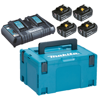 #MAKITA PACK ENERGIE BL1860B 18V 6AH 4 BATTERIES/1 CHARGEUR DOUBLE DC18RD