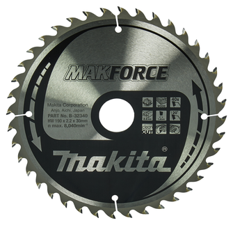 MAKITA LAME SCIE CIRCULAIRE POUR BOIS TCT PO MAKFORCE 190x30mm/40D