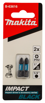 MAKITA EMBOUT IMPACT BLACK PH2 25mm 2 PIECES