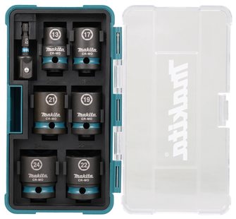COFFRET 6 DOUILLES 1/2 PR VISSEUSE CHOCS MAKITA + ADAPTATEUR HEXA 1/4