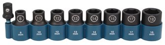 COFFRET 8 DOUILLES 1/2 PR VISSEUSE CHOCS MAKITA + ADAPTATEUR HEXA 1/4