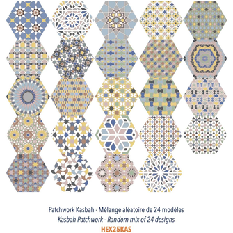 CARRELAGE KASBAH PATCHWORK 25X22CM (CARTON DE 1,04M²)    Ref:HEX25KAS