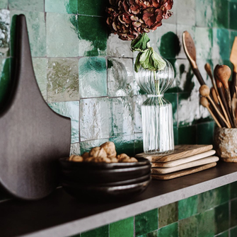 CARREAU ZELLIGE EMERAUDE 10X10 EP.11MM (CARTON DE 1M²)    REF:NOU1010C15